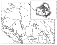 Map of study area: the south west corner of British Columbia