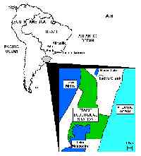 Map of South America showing study area in extreme south of Brazil