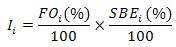 I = (FO% / 100) x (SBE% / 100)
