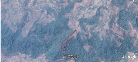 Google Earth photo showing location of Pandel stream 