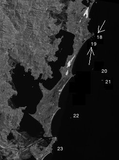 The Atlantic coastal islands off Santa Caterina (Islands 18 to 23) showing with arrows which had otter sign.