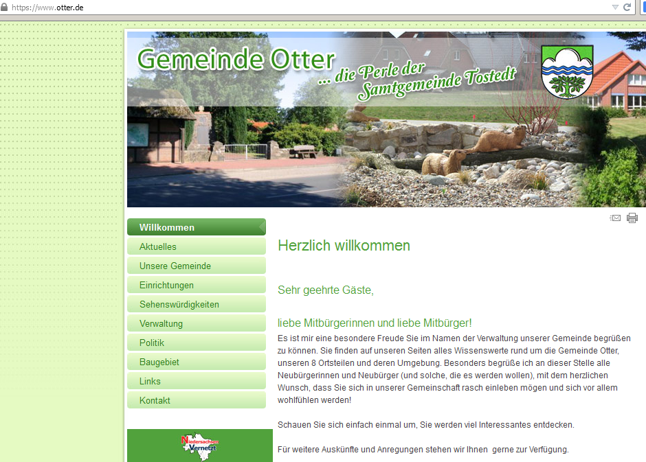 Website of the Otter municipality in Germany