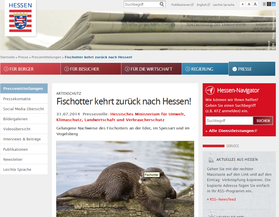 Otters return to Hesse